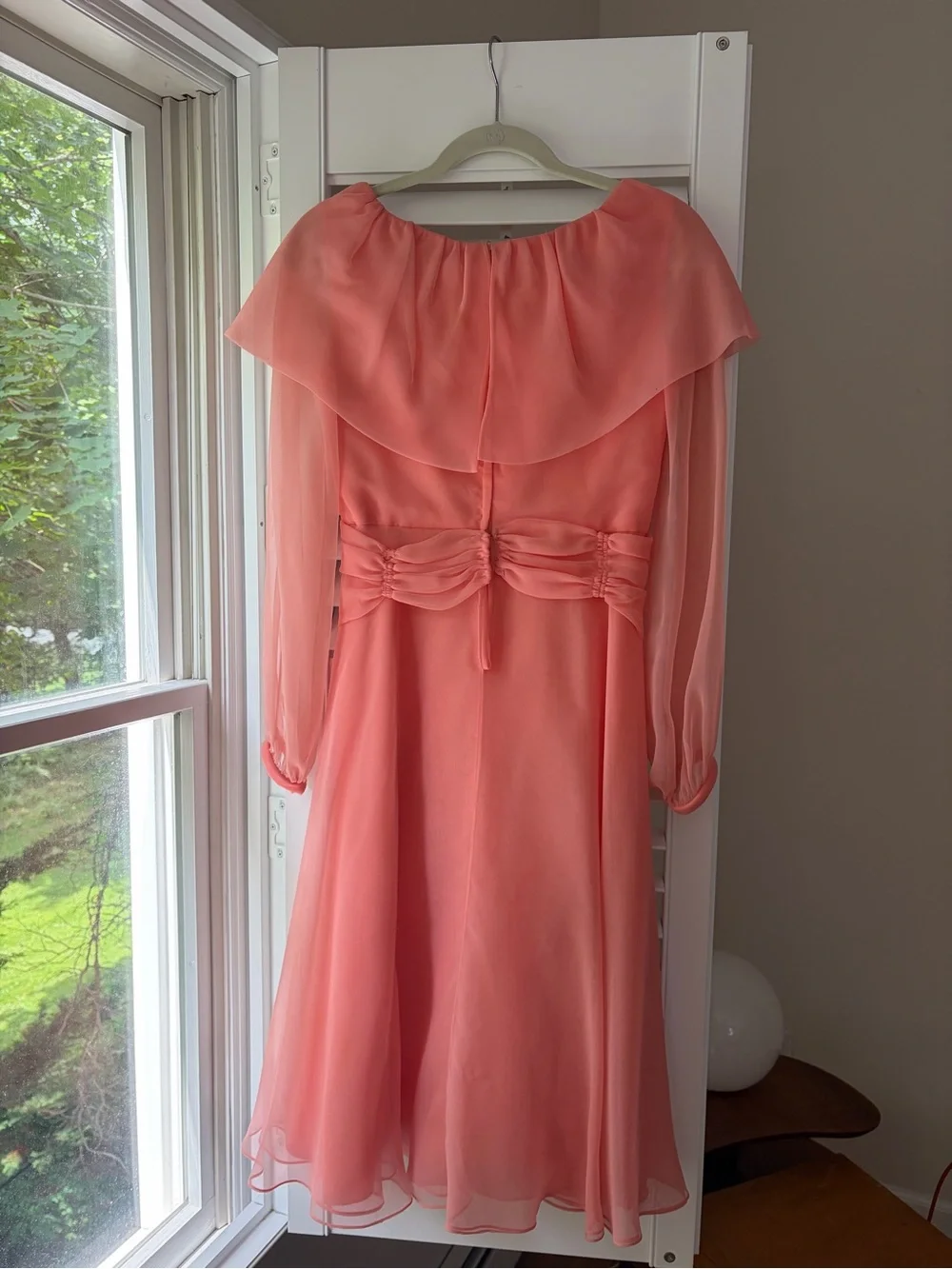 Women's Coral Pink Chiffon A-Line Dress